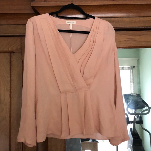 NEW Rebecca Taylor nude georgette wrap top - Picture 4 of 4